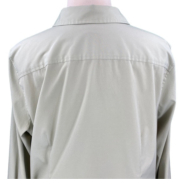 Lane Bryant Khaki Sage Green Basic Button Down Blouse - Picture 7 of 12